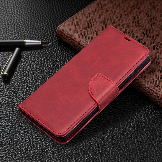 Samsung Galaxy S21 Ultra Hoesje - MobyDefend Wallet Book Case Met Koord - Rood
