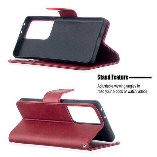 Samsung Galaxy S21 Ultra Hoesje - MobyDefend Wallet Book Case Met Koord - Rood