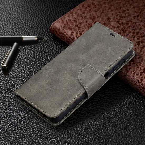 Samsung Galaxy A32 (5G) Hoesje - MobyDefend Wallet Book Case Met Koord - Grijs