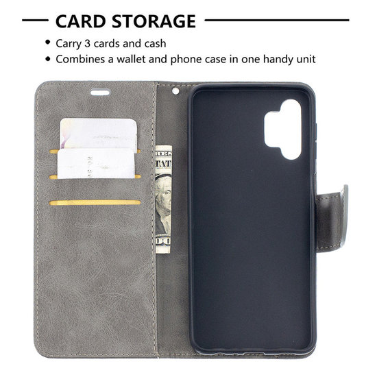 Samsung Galaxy A32 (5G) hoesje, MobyDefend Wallet Book Case Met Koord, Grijs
