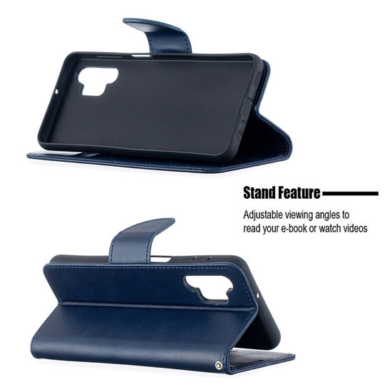 Samsung Galaxy A32 (5G) Hoesje - MobyDefend Wallet Book Case Met Koord - Blauw