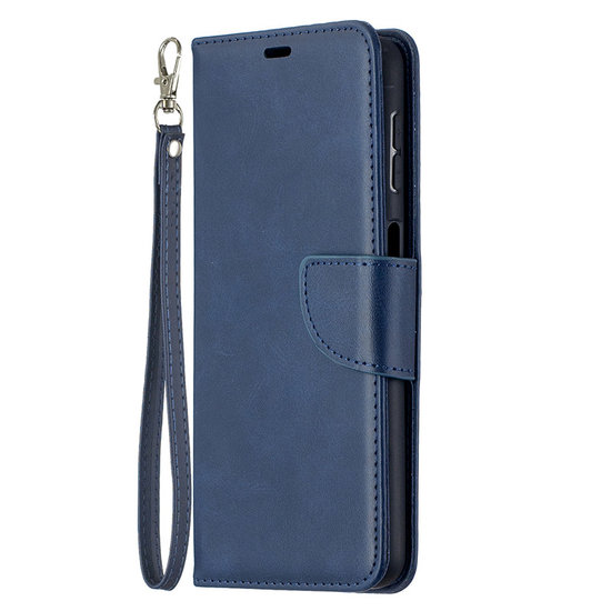 Samsung Galaxy A32 (5G) Hoesje - MobyDefend Wallet Book Case Met Koord - Blauw