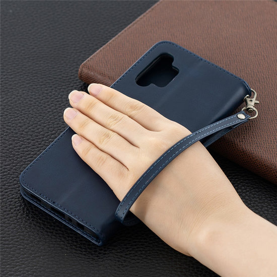 Samsung Galaxy A32 (5G) Hoesje - MobyDefend Wallet Book Case Met Koord - Blauw