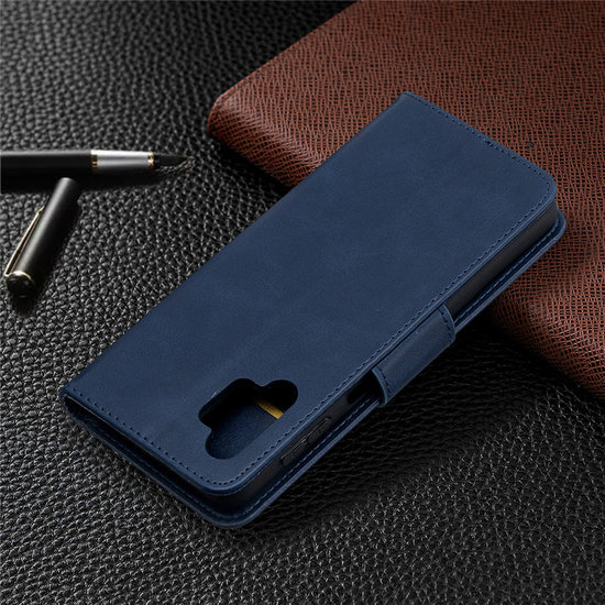 Samsung Galaxy A32 (5G) Hoesje - MobyDefend Wallet Book Case Met Koord - Blauw