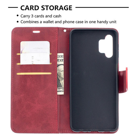 Samsung Galaxy A32 (5G) hoesje, MobyDefend Wallet Book Case Met Koord, Rood