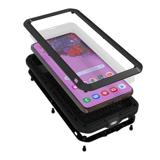 Samsung Galaxy S21 Hoes - Love Mei Metalen Case - Extreme Protection - Zwart