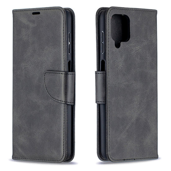 Samsung Galaxy A12 / M12 Hoesje - MobyDefend Wallet Book Case Met Koord - Zwart