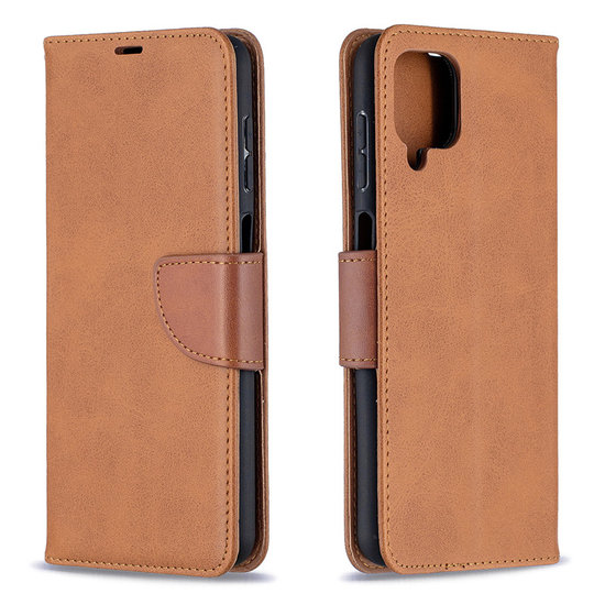 Samsung Galaxy A12 / M12 Hoesje - MobyDefend Wallet Book Case Met Koord - Bruin