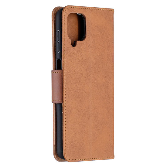 Samsung Galaxy A12 / M12 Hoesje - MobyDefend Wallet Book Case Met Koord - Bruin