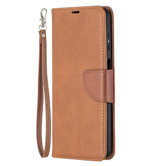 Samsung Galaxy A12 / M12 Hoesje - MobyDefend Wallet Book Case Met Koord - Bruin