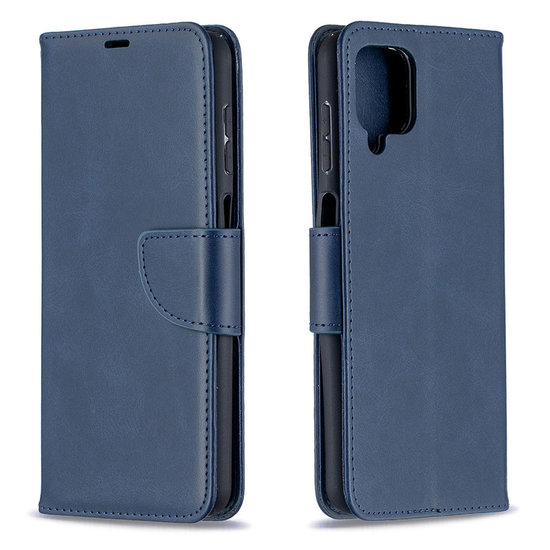 Samsung Galaxy A12 / M12 Hoesje - MobyDefend Wallet Book Case Met Koord - Blauw