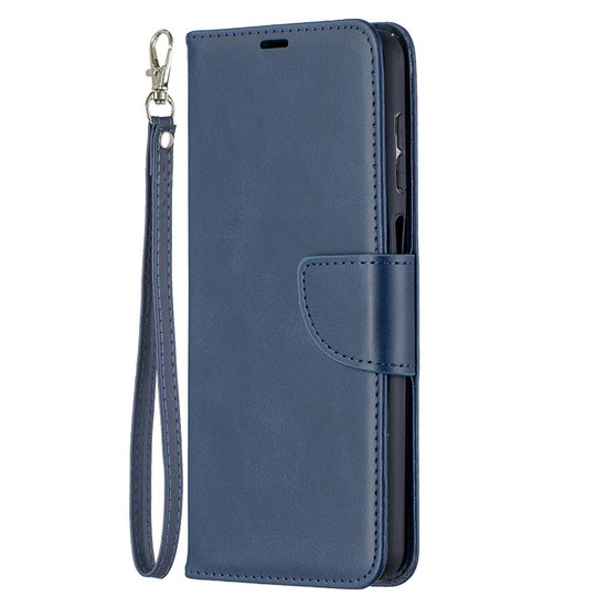 Samsung Galaxy A12 / M12 Hoesje - MobyDefend Wallet Book Case Met Koord - Blauw