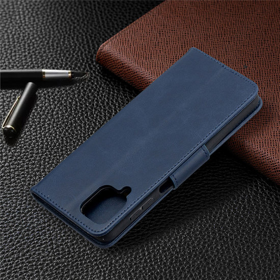 Samsung Galaxy A12 / M12 Hoesje - MobyDefend Wallet Book Case Met Koord - Blauw