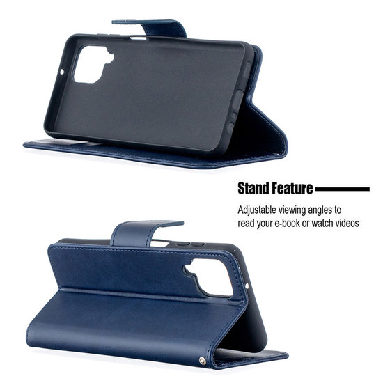 Samsung Galaxy A12 / M12 Hoesje - MobyDefend Wallet Book Case Met Koord - Blauw