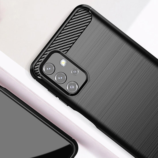 Samsung Galaxy A32 (5G) hoesje, Gel case geborsteld metaal en carbonlook, Zwart