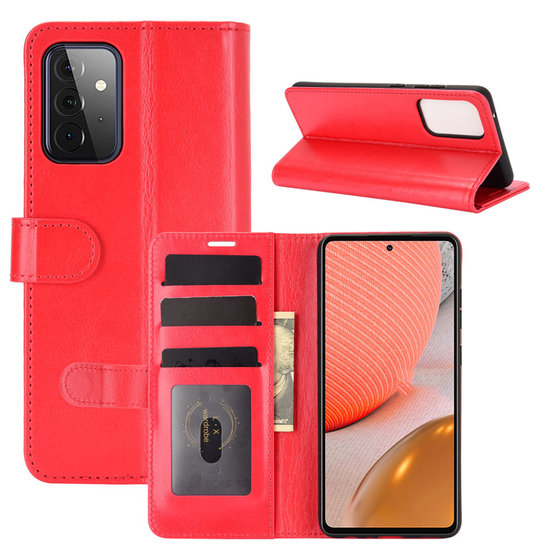 Samsung Galaxy A72 hoesje, Wallet bookcase, Rood