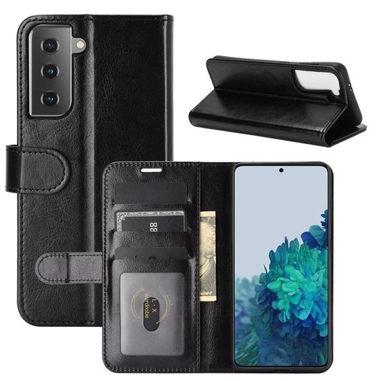 Samsung Galaxy S21 hoesje, Wallet bookcase, Zwart