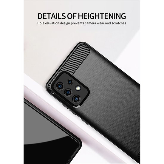 Samsung Galaxy A52 / A52s Hoesje - MobyDefend TPU Backcover - Geborstelde Metaal &amp; Carbon-Look - Zwart