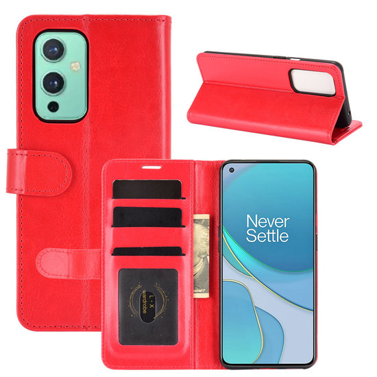 OnePlus 9 hoesje, Wallet bookcase, Rood