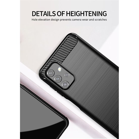 Samsung Galaxy A32 (4G) hoesje, MobyDefend TPU Gelcase, Geborsteld Metaal + Carbonlook, Zwart
