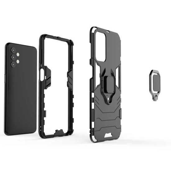 Samsung Galaxy A32 (5G) Hoesje - MobyDefend Dubbelgelaagde Pantsercase Met Standaard - Zwart