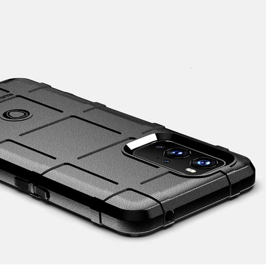 OnePlus 9 hoesje, Rugged Shield TPU Gelcase, Zwart