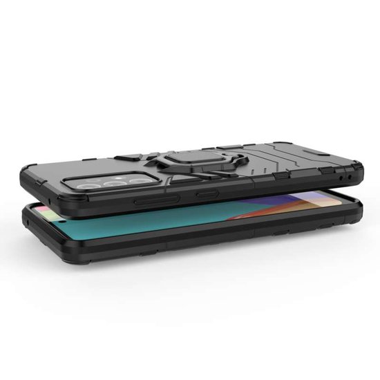 Samsung Galaxy A52 / A52s Hoesje - MobyDefend Dubbelgelaagde Pantsercase Met Standaard - Zwart