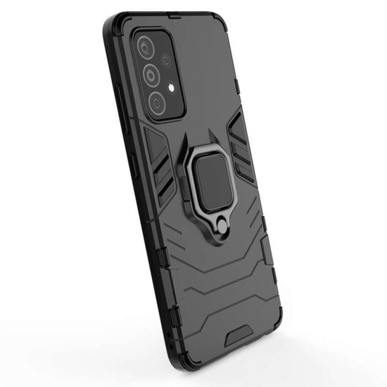 Samsung Galaxy A52 / A52s Hoesje - MobyDefend Dubbelgelaagde Pantsercase Met Standaard - Zwart