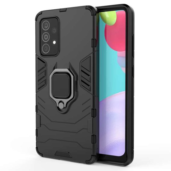 Samsung Galaxy A52 / A52s Hoesje - MobyDefend Dubbelgelaagde Pantsercase Met Standaard - Zwart