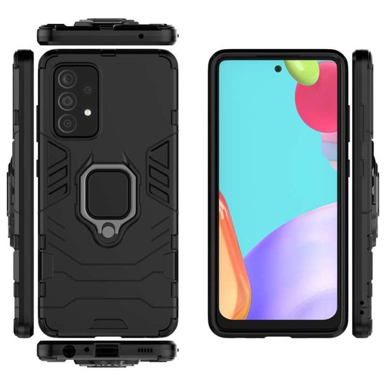 Samsung Galaxy A52 / A52s Hoesje - MobyDefend Dubbelgelaagde Pantsercase Met Standaard - Zwart