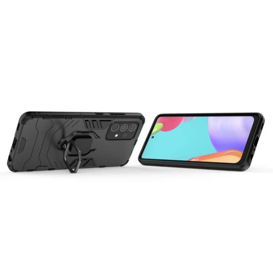 Samsung Galaxy A52 / A52s Hoesje - MobyDefend Dubbelgelaagde Pantsercase Met Standaard - Zwart