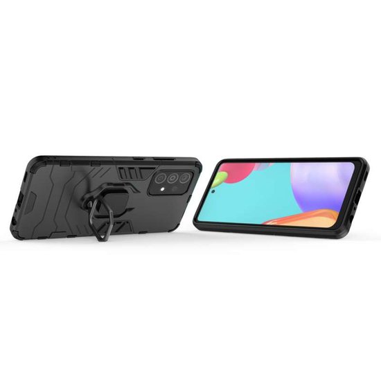 Samsung Galaxy A52 / A52s hoesje, MobyDefend Dubbelgelaagde Pantsercase Met Standaard, Zwart