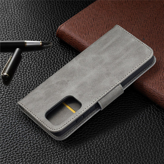 Samsung Galaxy A52 / A52s Hoesje - MobyDefend Wallet Book Case Met Koord - Grijs