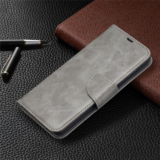 Samsung Galaxy A52 / A52s Hoesje - MobyDefend Wallet Book Case Met Koord - Grijs