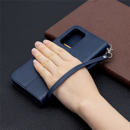 Samsung Galaxy A52 / A52s Hoesje - MobyDefend Wallet Book Case Met Koord - Blauw