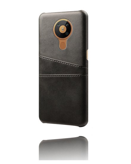 Nokia 5.4 Hoesje - MobyDefend Lederen Backcover Met Vakjes Voor Pasjes - Zwart