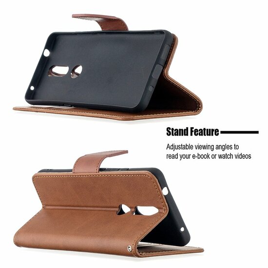 Nokia 2.4 Hoesje - MobyDefend Wallet Book Case Met Koord - Bruin