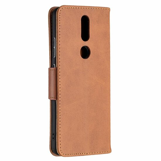 Nokia 2.4 hoesje, MobyDefend Wallet Book Case Met Koord, Bruin