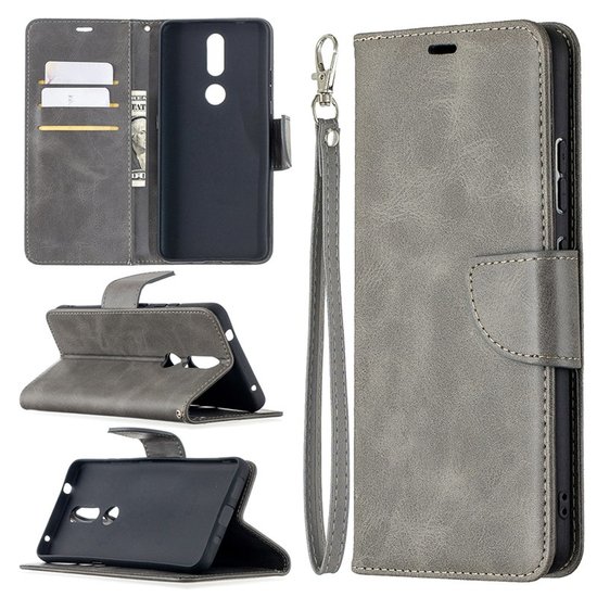 Nokia 2.4 Hoesje - MobyDefend Wallet Book Case Met Koord - Grijs