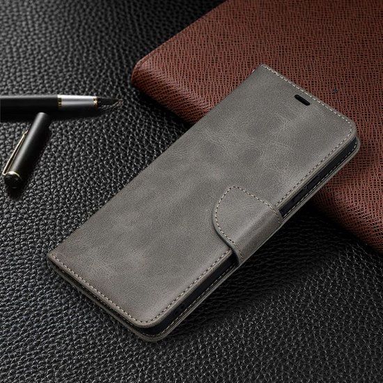 Nokia 2.4 hoesje, MobyDefend Wallet Book Case Met Koord, Grijs