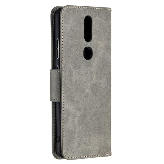 Nokia 2.4 hoesje, MobyDefend Wallet Book Case Met Koord, Grijs