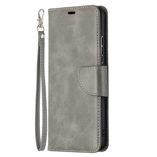 Nokia 2.4 hoesje, MobyDefend Wallet Book Case Met Koord, Grijs