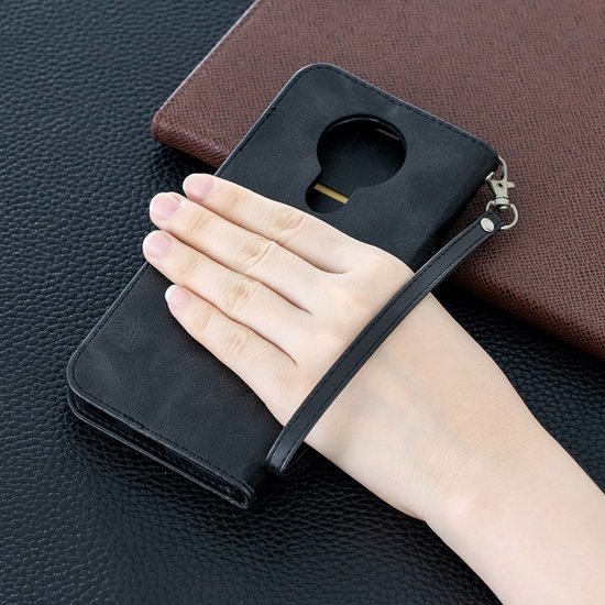 Nokia 3.4 Hoesje - MobyDefend Wallet Book Case Met Koord - Zwart
