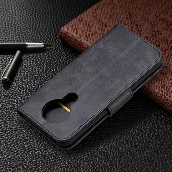 Nokia 3.4 hoesje, MobyDefend Wallet Book Case Met Koord, Zwart