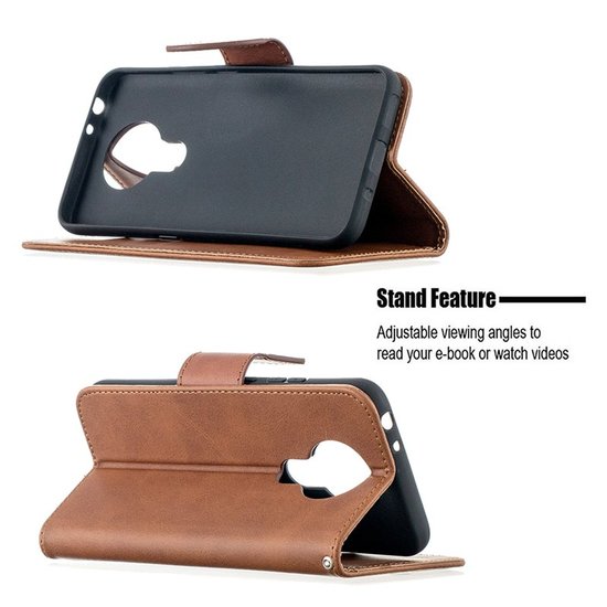 Nokia 3.4 Hoesje - MobyDefend Wallet Book Case Met Koord - Bruin