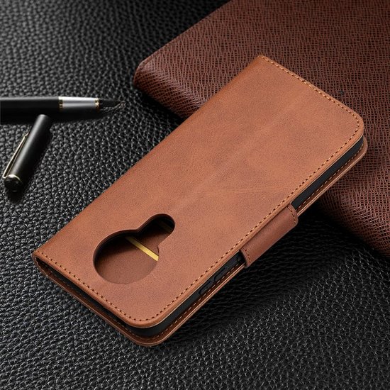 Nokia 3.4 Hoesje - MobyDefend Wallet Book Case Met Koord - Bruin