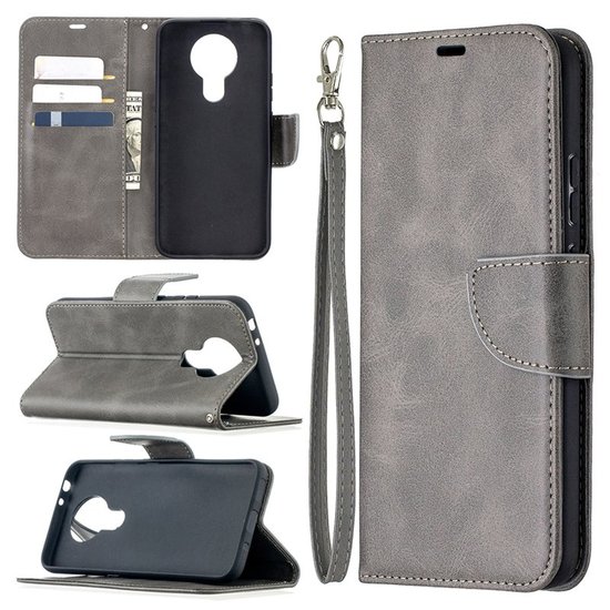 Nokia 3.4 Hoesje - MobyDefend Wallet Book Case Met Koord - Grijs