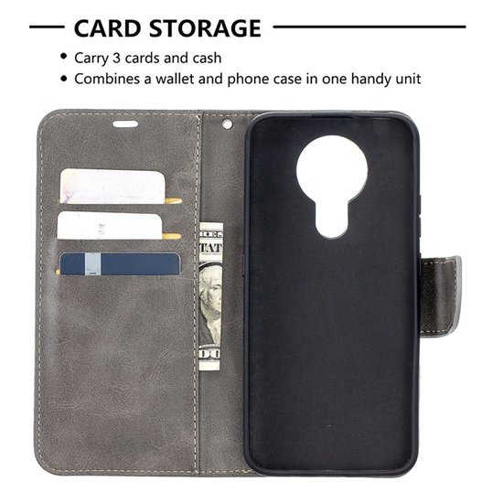 Nokia 3.4 Hoesje - MobyDefend Wallet Book Case Met Koord - Grijs