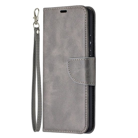 Nokia 3.4 hoesje, MobyDefend Wallet Book Case Met Koord, Grijs