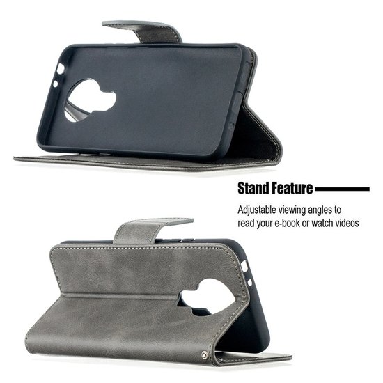 Nokia 3.4 Hoesje - MobyDefend Wallet Book Case Met Koord - Grijs